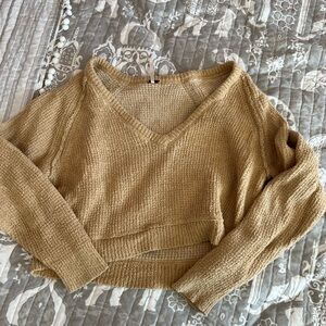 FREE PEOPLE Crop V neck sweater
